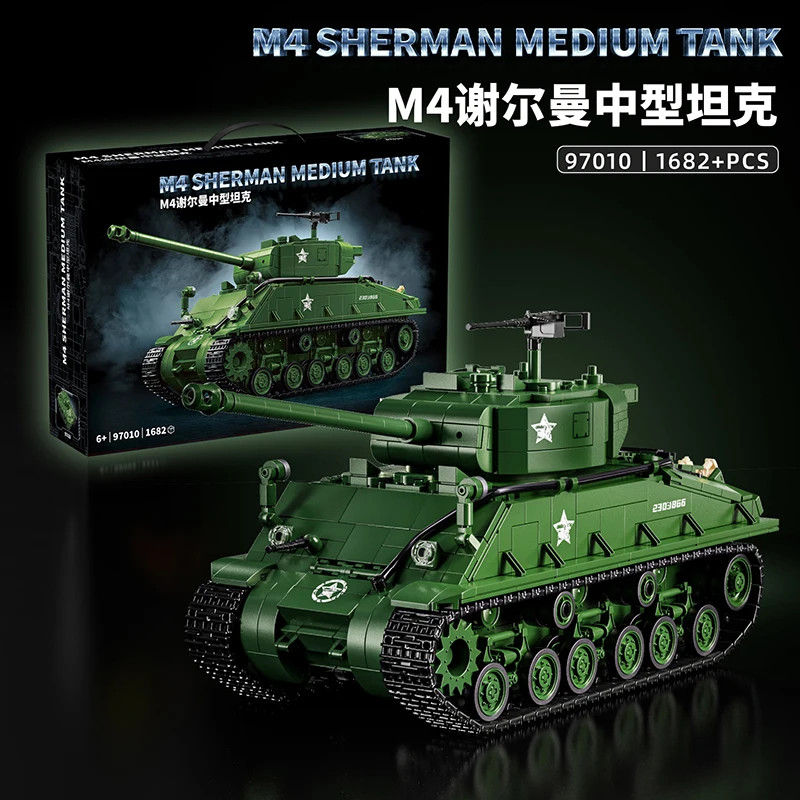 Char américain M4 Sherman en briques premium ABS haute précision pour collectionneur adulte