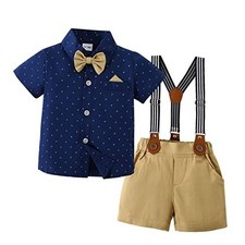 Toddler Baby Boy Outfits Boys Gentleman Wedding Suits Set Summer 4-5T Blue