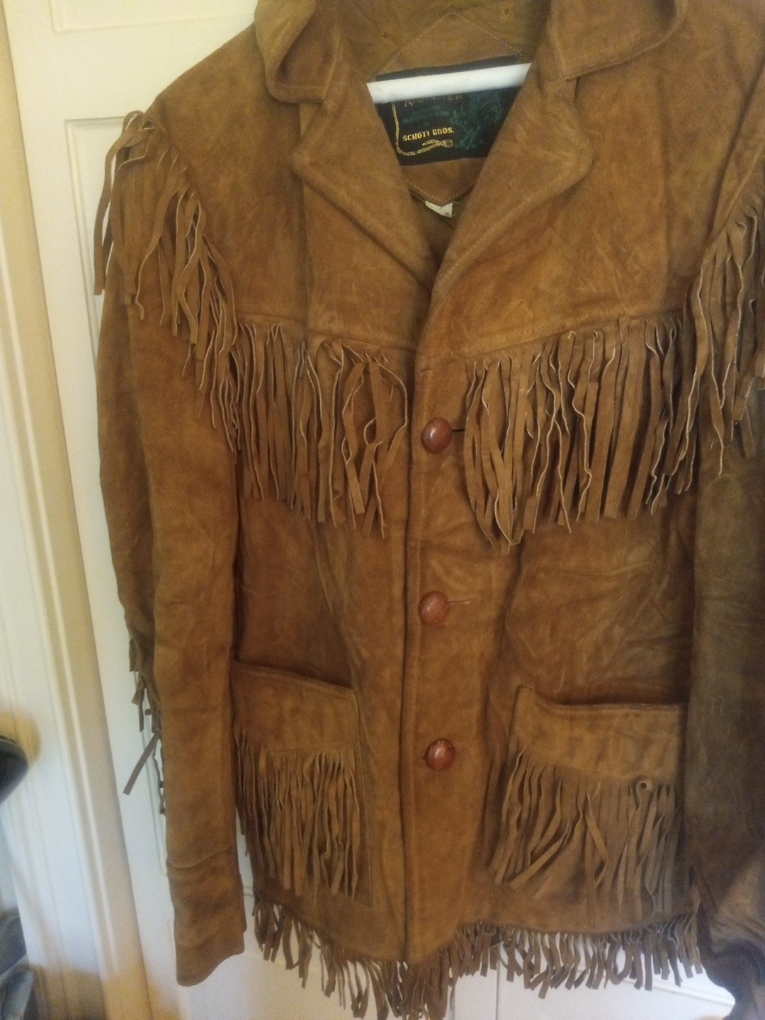 Rancher Western Vintage Jacket By Schott Bros Fringe Leather MADE IN USA Sz 38