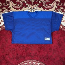Vintage Russell Athletic Cropped Blue Mesh Football Jersey Size XL Made In USA