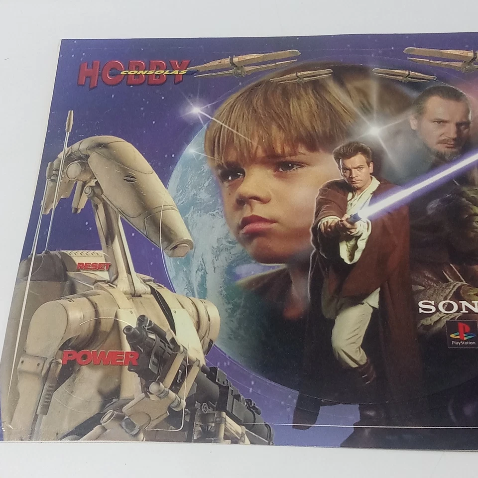 PlayStation Star Wars Episodio I Sony PS1 Vintage Pegatina Calcomanía Recubrimiento En Español Foto 2 de 4