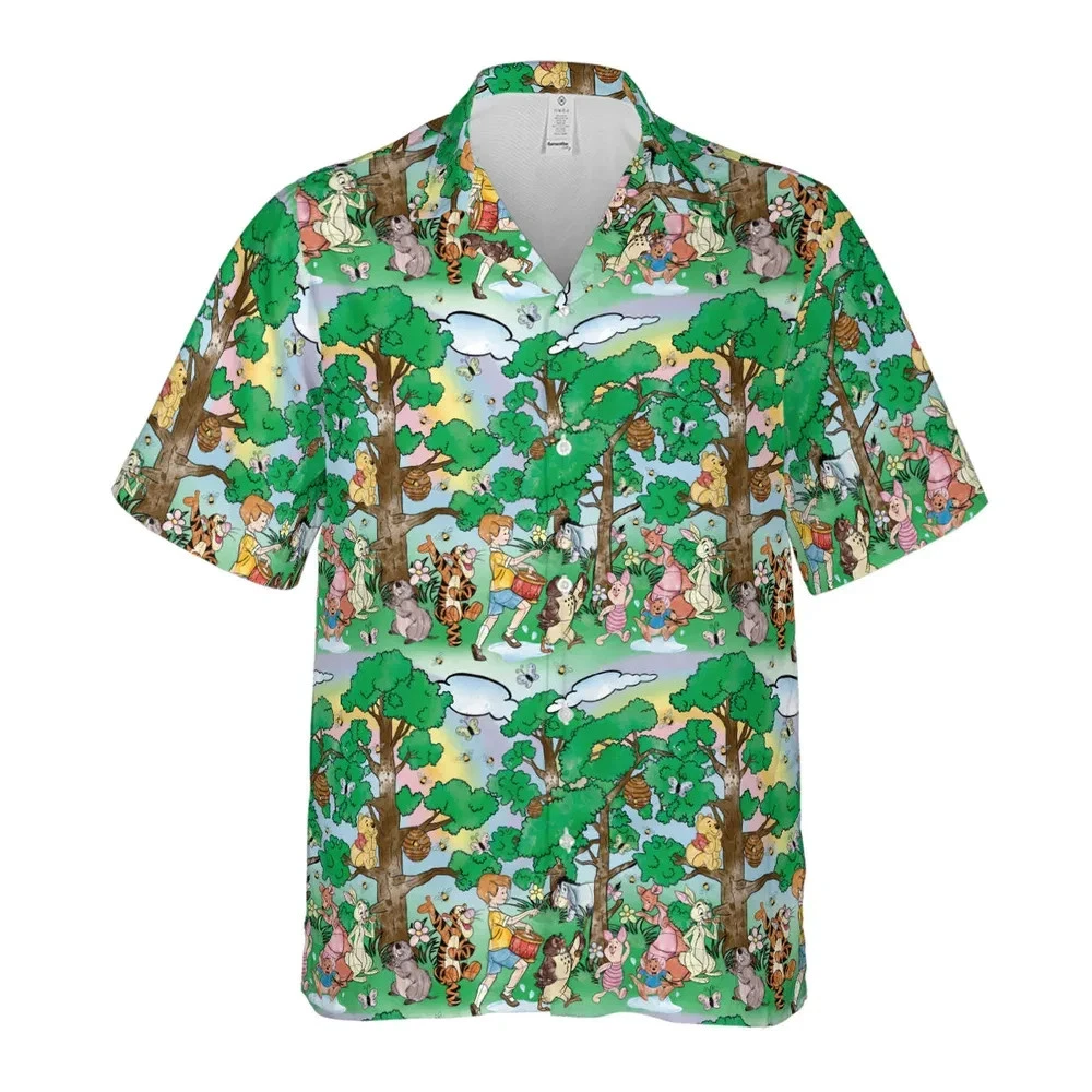 Bear and Friends Winnie the Pooh Hawaiian Shirt, Summer Shirt