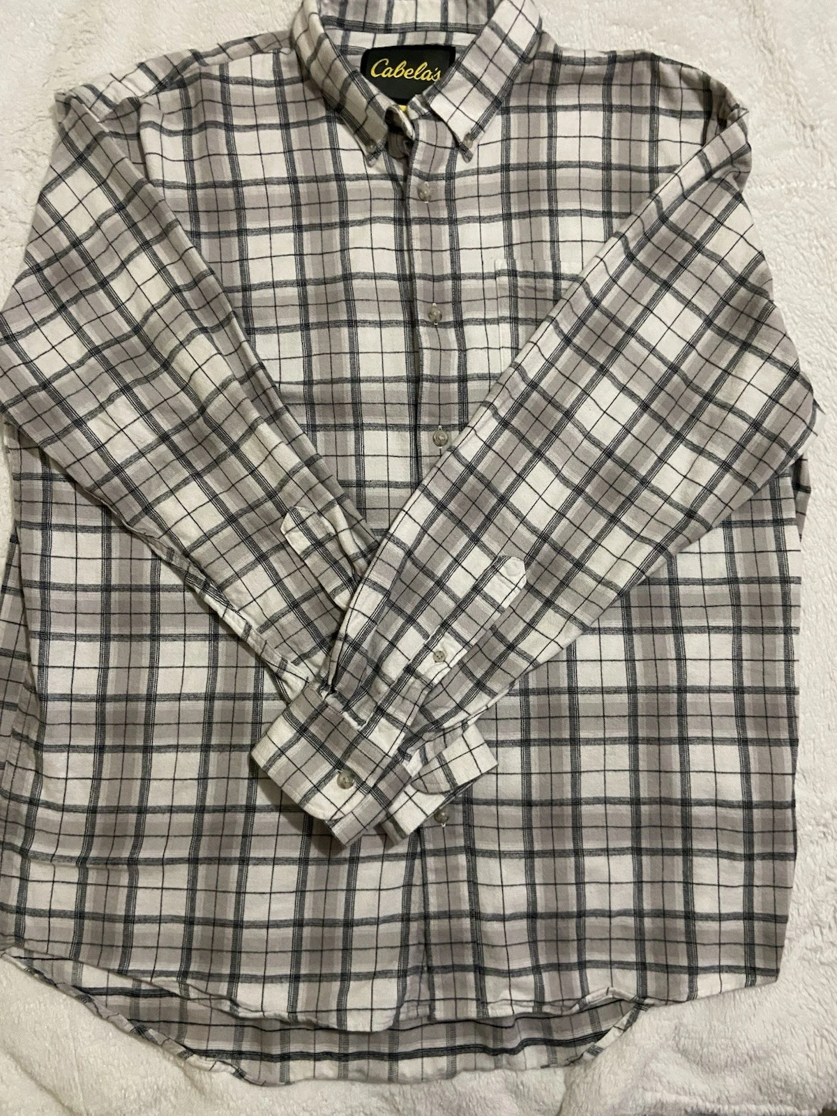 Cabela's Logger Flannel Mens Long Sleeve Plaid Button Up Shirt Plaid Cotton XL