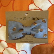 Tate  Ollie's Blue  Brown Fabric Animal Print Bow Hair Clip One Size for Girls