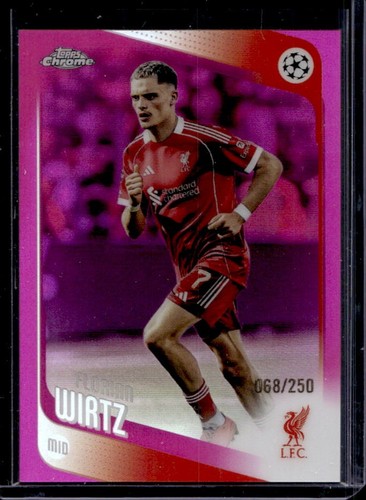 2025-26 Topps Chrome UEFA Florian Wirtz Pink Refractor #/250 Liverpool
