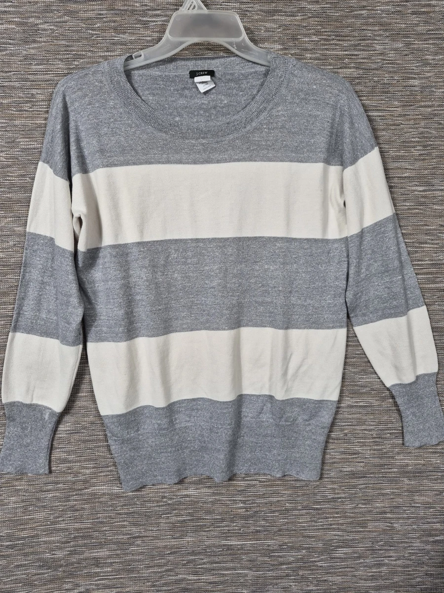 Pull J.Crew En Coton Et Soie Rayé Rose/gris, Taille 4, Neuf Sans étiquette