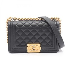 Chanel Black Caviar Leather Boy Flap Bag Antique Gold Tone Hardware Authentic