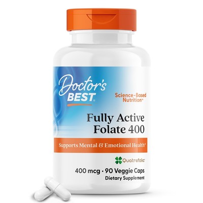 Doctor's Best Fully Active Folate with Quatrefolic400 90 Count (Pack of 1) 