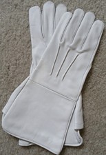 Men Leather Medieval Long Cuff Glove Size Medium Color White