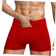 Stash Pocket Underwear for Men, Men's Boxer Briefs with a Secret Small Red