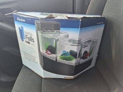 Aqueon Betta Falls 3 Section Aquarium Fish Tank QuietFlow Power Filter Black