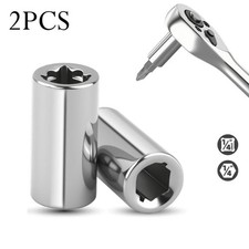 2Pcs Set 1/4 Square Hole To 1/4" 6.3mm Hex Screwdriver Bit Adapter Holder Socket