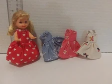 Doll Clothes Handmade to fit 4" Kelly  doll- Lot 0f 4--Dresses,-  K133