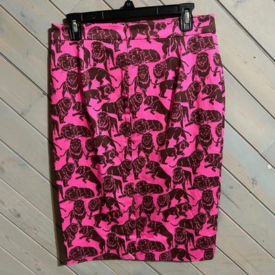 J. Crew ''No. 2'' Pink Brown Lion Print Pencil Skirt Size 4T