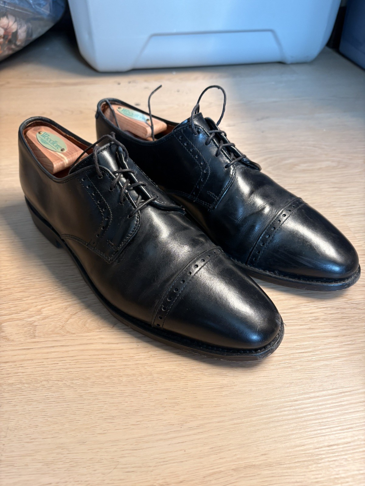 Allen Edmonds Clifton Derby Cap Toe Dress Shoe Black 9D Leather Sole