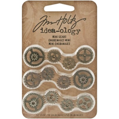 Tim Holtz Idea-ology Mini Gears Metal Antique Nickel, Brass & Copper Asst Sizes