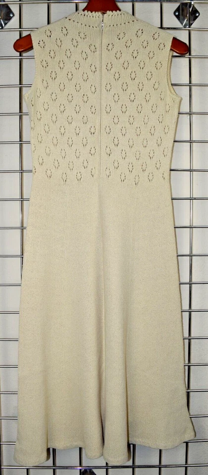 Vintage St John Knits Dress Sweater Set Size S/M 70s Creamy Beige Crocheted - Image 4 of 4