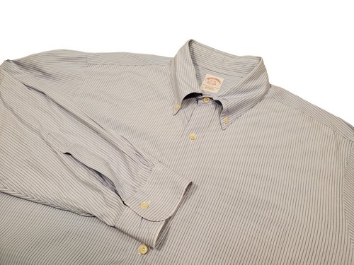 Brooks Brothers Madison 16 - 33 blau gestreiftes Langarm Button Down Hemd