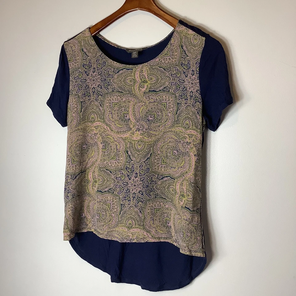 Blusa de seda Tommy Bahama para mujer S/P cachemira mixta Top camisa popover Foto 3 de 4