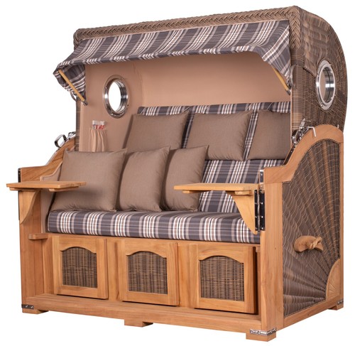 Strandkorb-Set - 3-Sitzer - Ammersee Grande XXL Teak - PE grau - Modell 522 - Bild 3 von 14