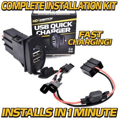 USB Charger Kit Fits John Deere Gator TX TH CS CX TS w/ Plug & Play Wire Harness