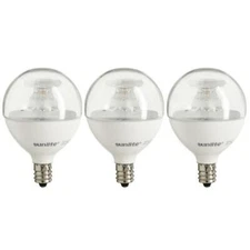 3 Pack Sunlite LED G16 Globe 7W (60W Equivalent) Bulb (E12) Base Warm White 