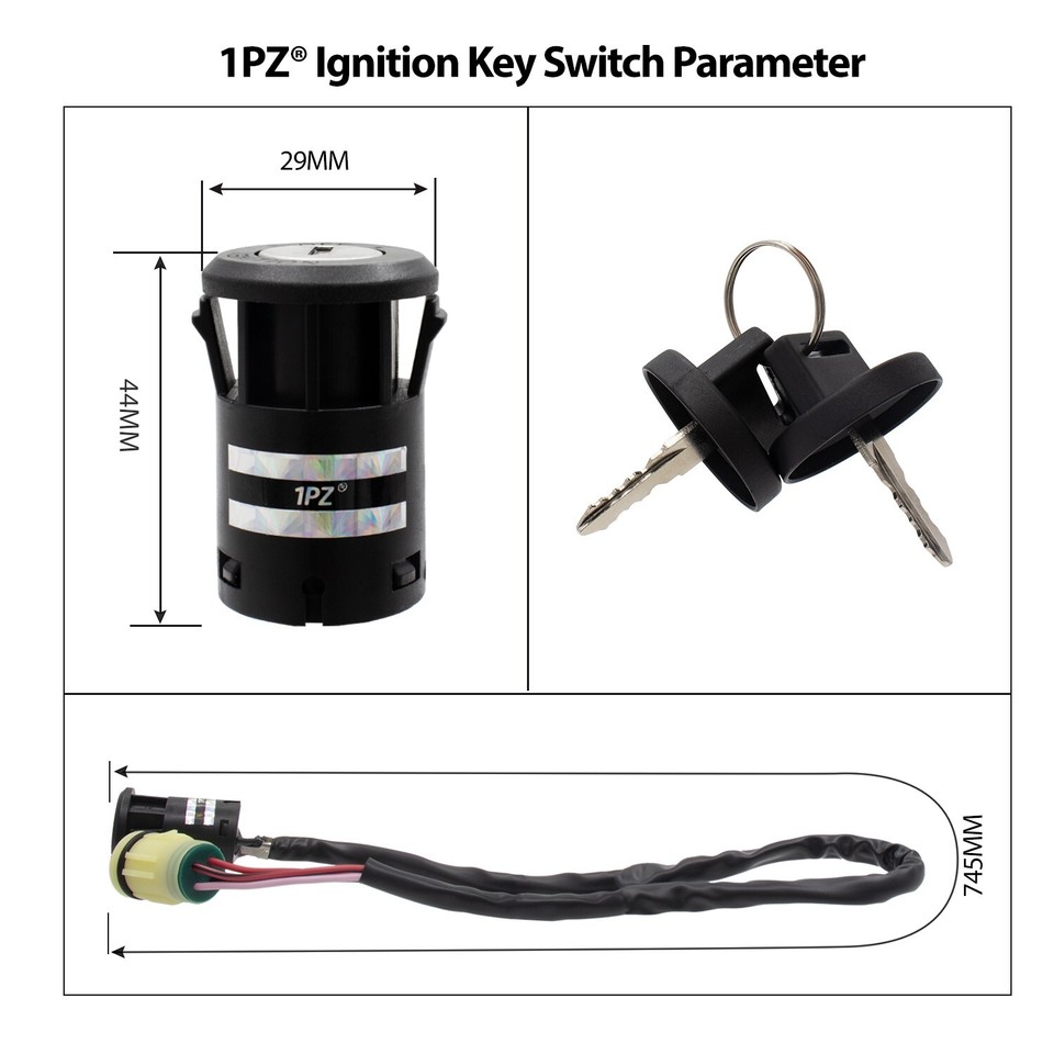 Ignition Switch Key Set For Honda TRX250X ATV - Replaces 35100-HN6-A30, 35100-HM8-000 4 thumbnail image