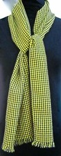 SALE Vintage 80s IN WEAR SCARF Kirsten Teisner Yellow/Black Checked Rayon