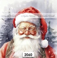 (2060) TWO Paper LUNCHEON Decoupage Art Craft Napkins - CHRISTMAS SANTA CLAUS
