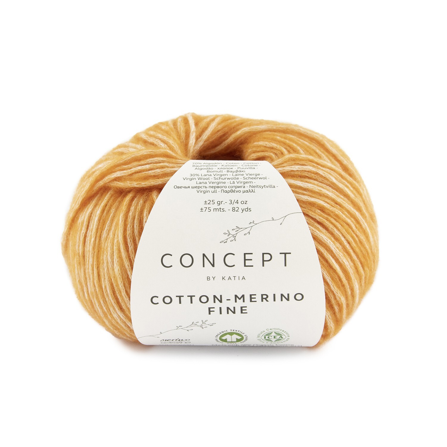 Cotton-Merino Fine - Concept By Katia - Mandarina (82) - 25 G/Approx. 75 M Wool