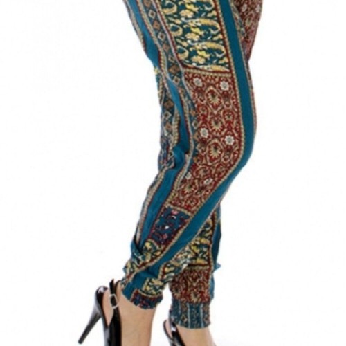Icon Apparel Boho Blue Print Sleeveless Rayon Zip-Up Pockets Jumpsuit Large - Picture 4 of 10