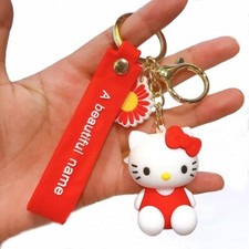 PVC Keychain 3D Cartoon Kitty Cat Key Chain for Girls Women Gifts School Bag Acc