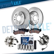4WD Front Rotor Brake Pad Wheel Hub 12pc Lug Nut w/key for Silverado Sierra 1500