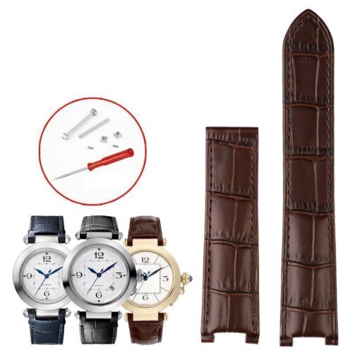 Correa de cuero genuino apta para correa de reloj de interfaz cóncava serie Cartier Pasha - Imagen 30 de 36