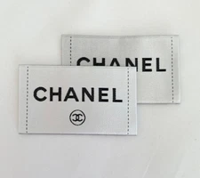 Two (2) Chanel Clothing Label Tag Sewing Replacement White 2.75"x1.25"(70x40mm)