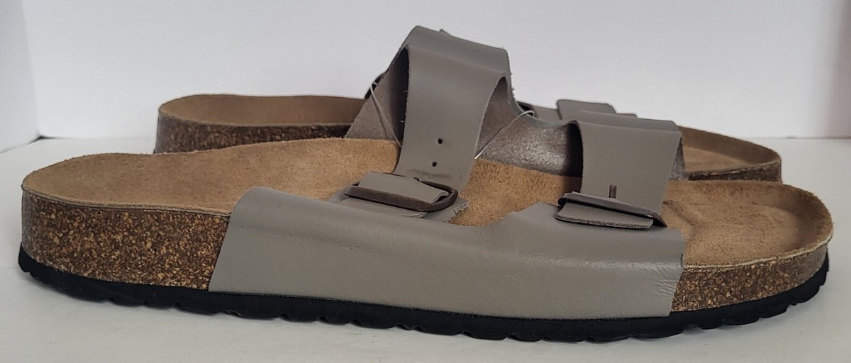 Autenti Made Spain Men Gray Genuine Leather Birkibuc Sandals 