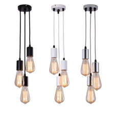 DIY Retro 3-ways Chandelier Pendant Light Hanging Ceiling Fixture fit E27 Bulbs
