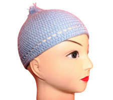 CAPPELLO UNCINETTO FATTO A MANO PER BAMBINO 3-6 MESI CIRC. 41 CM LANA (ECU 02)