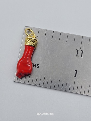 Gold Plated Red Figa Hand Evil Eye Protection Good Luck Charm Talisman - Picture 7 of 7