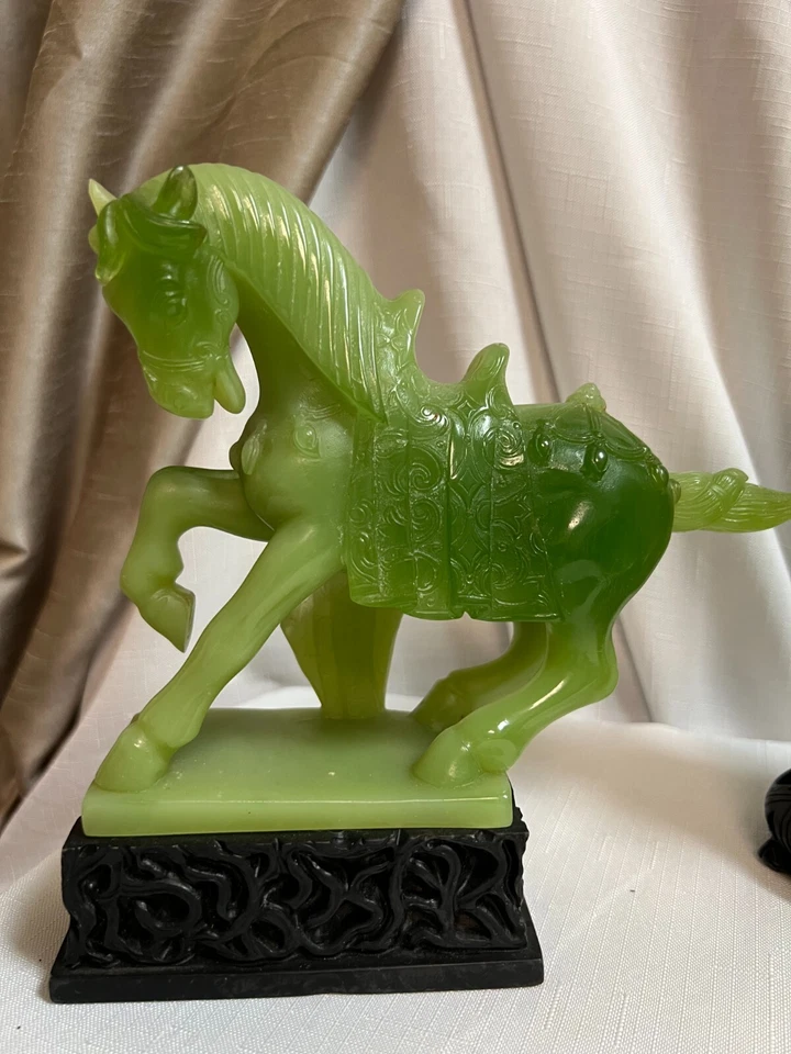 Faux Jade Collection Horse, Warrior, Couple Vintage - Image 2 of 4