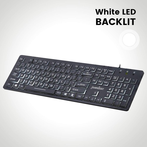 Large Print Letters Computer Keyboard LED Lighted White Backlit Full Size Key - Picture 2 of 6