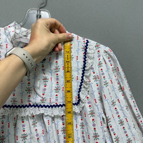 Vintage White Nightgown Floral Dress Long Sleeve Cottage Core Sear Jr Bazaar S - Picture 10 of 13