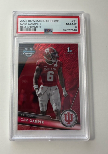2023 Bowman University Chrome Cam Camper Red Shimmer Refractor /5 PSA 8 RC #21 - Picture 1 of 2
