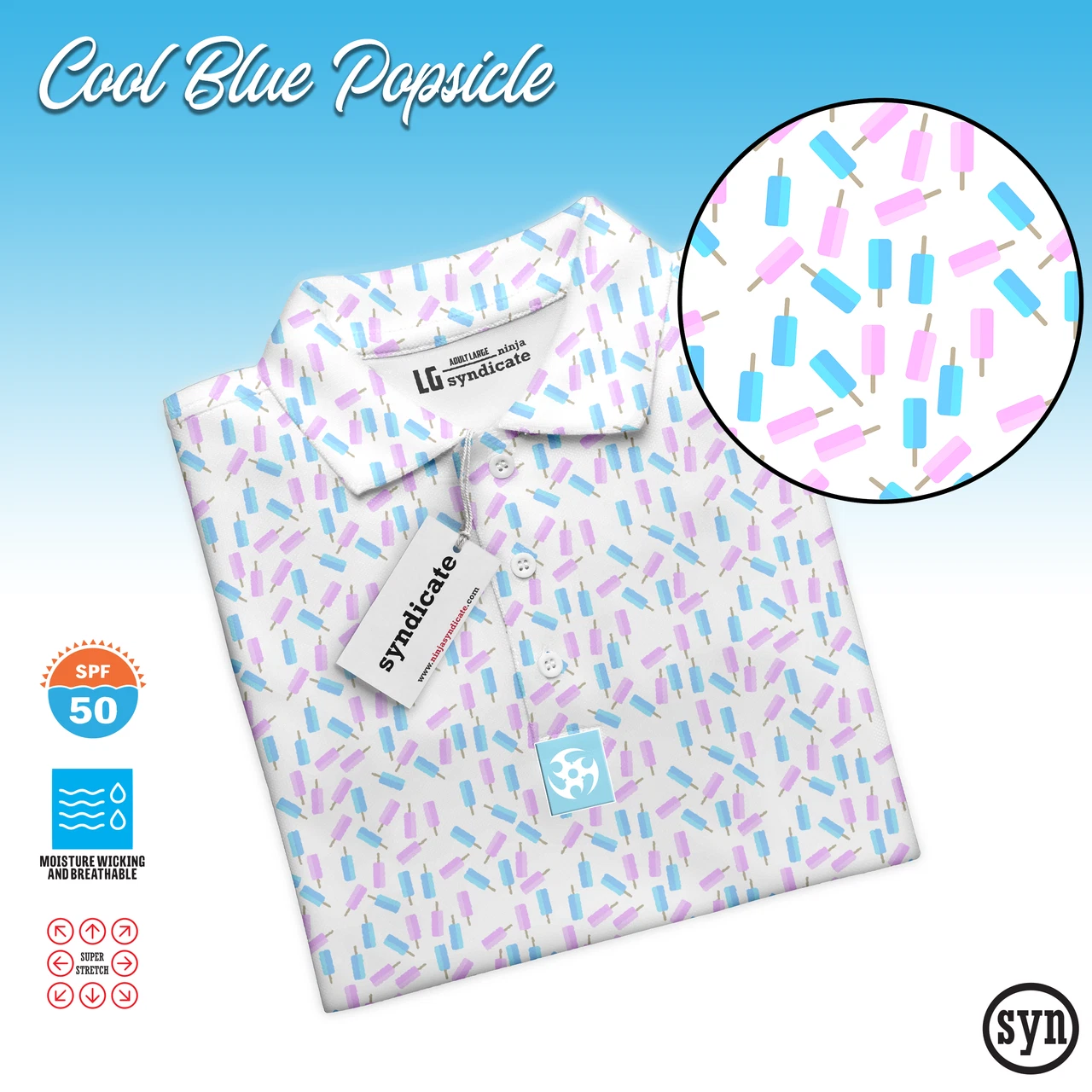 Syndicate Cool Blue Popsicle Performance Polo