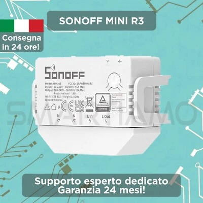 SONOFF MINI R3 Interruttore smart WiFi 16A app ewelink non richiede neutro