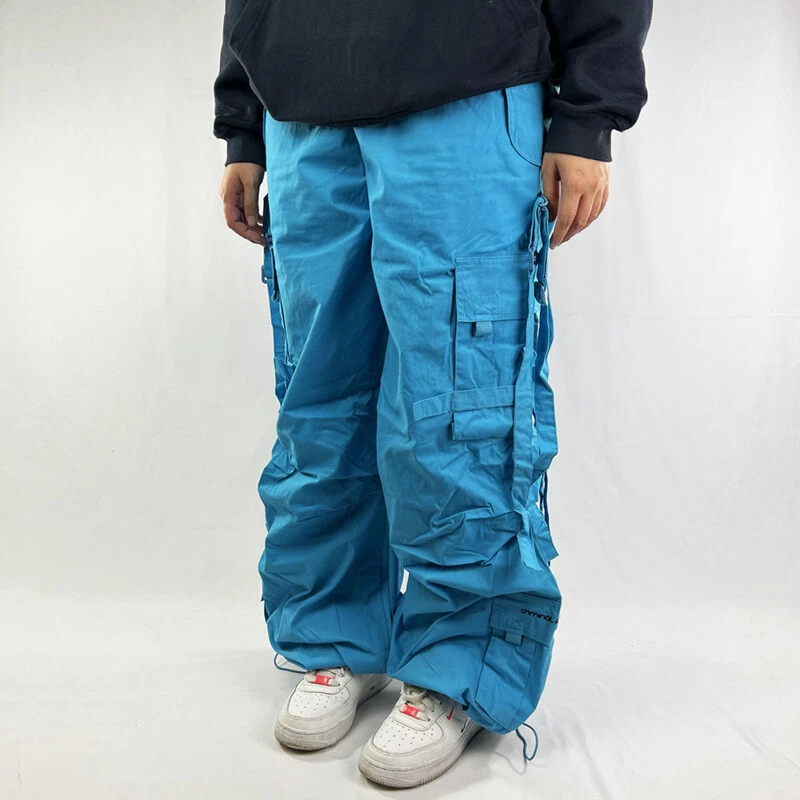 Vintage Criminal Damage Cargo Trousers Baggy Blue Grunge Parachute