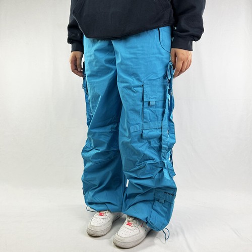 Vintage Criminal Damage Cargohose baggy blau Grunge Fallschirmhose