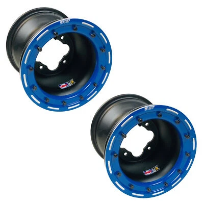 DWT G3 Rear Blue Beadlock Wheels Rims Pair 9" 9x8 3+5 4/115 Yamaha YFZ 450 450R - Bild 1 von 3