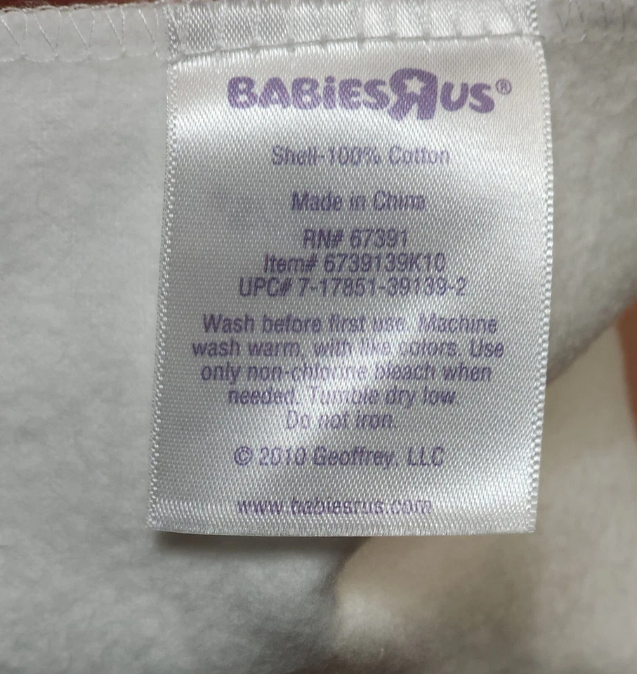 Manta infantil BABIES R US Vintage 2010 blanca 100 % algodón grueso polar 33"x26" Foto 3 de 4