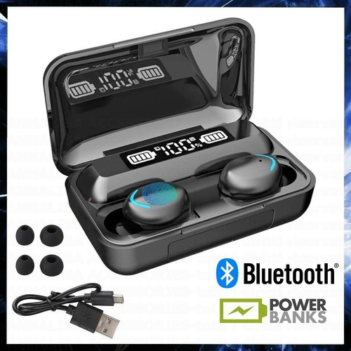 Écouteurs Bluetooth 5.0 Casque Sport Wireless sans Fil Tws Dans Ear Power Banque - Picture 1 of 5